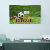 Voetbal met woord Goal en bier op groen Spandoek (Beurs)