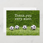 Voetbal met woord Hartelijk dank voor groen gras Briefkaart (Voorkant / Achterkant)