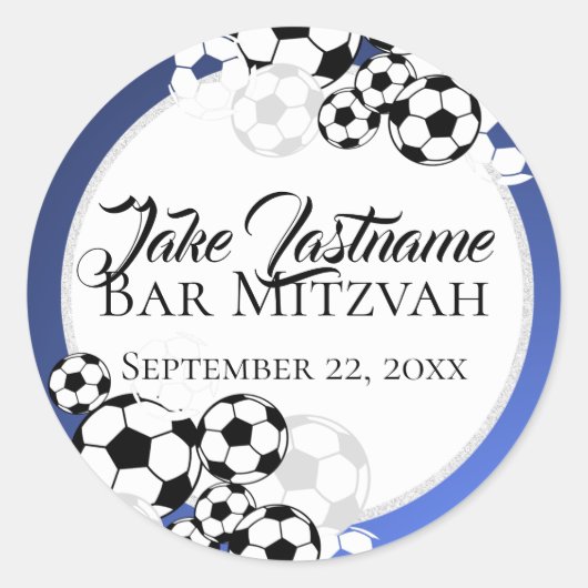 Voetbal Mitzvah Ronde Sticker (Voorkant)