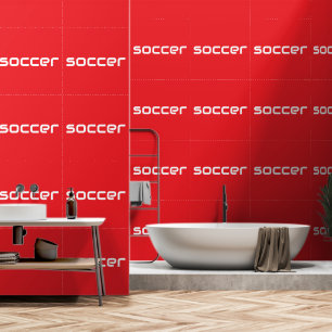 VOETBAL Modern Witte Strakke Tekst Op Helder Rood Behang