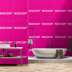 VOETBAL Modern witte tekst op helder roze Behang