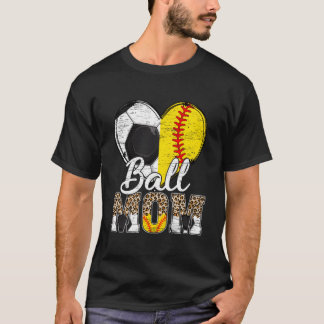 Voetbal Moeder Hij Softbal Mama Luipaard Sport Moe T-shirt