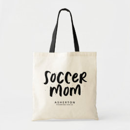 Voetbal moeder trendy zwart type gepersonaliseerd tote bag