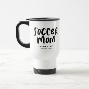 Voetbal moeder trendy zwarte type gepersonaliseerd reisbeker
