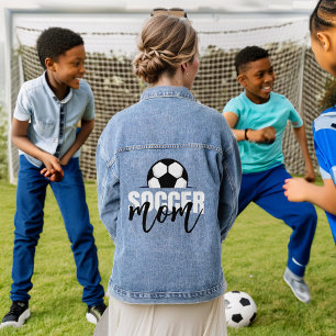 Voetbal Moeder Zwart-wit tekst voetbal Denim Jacket
