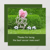 Voetbal Moederdag met Roze Anjer Bloem Feestdagenkaart (Voorkant / Achterkant)