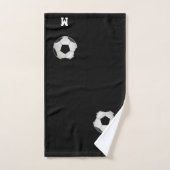 Voetbal & Monogram op zwart Bad Handdoek (Handdoek)