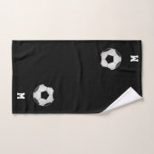 Voetbal & Monogram op zwart Bad Handdoek (Handdoek)