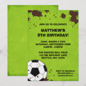 Voetbal Mud verjaardagsfeestje uitnodigingen (Voorkant / Achterkant)