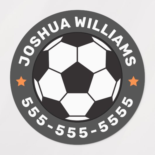 Voetbal naam telefoonaantal ronde eigenschap labels (Design 2)