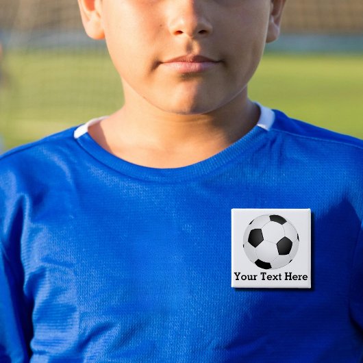 voetbal - naam toevoegen vierkante button 5,1 cm