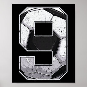 Voetbal Negende 9e Verjaardag Jongen Negen 9 Jaar Poster