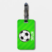Voetbal; Neon Green Stripes Bagagelabel (Achterkant verticaal)