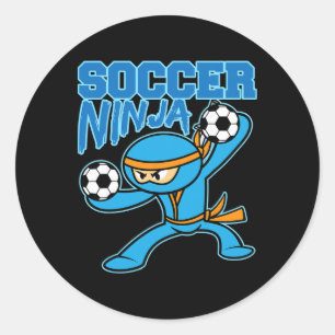 Voetbal Ninja Speler Schattige Voetbal Liefhebbers Ronde Sticker