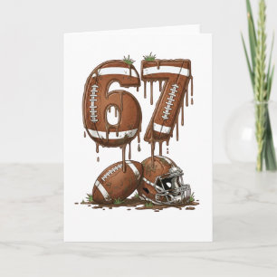 Voetbal Nummer 67 Modderige Grunge Stijl Sport. Kaart