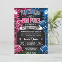 Voetbal of Pom Poms Feest Uitnodiging, Geslacht On