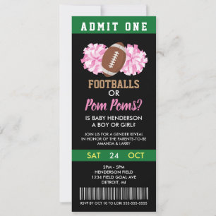 Voetbal of Pom Poms Geslacht Reveal Ticket Kaart