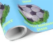  Voetbal op gras Cadeaupapier (Rol Hoek)