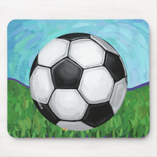 voetbal op Grass Mousepad Muismat (Voorkant)