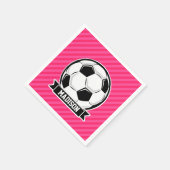 Voetbal op Neon Pink Stripes Servetten (Hoek)