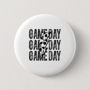 Voetbal op speeldag Bliksemschicht Voetbal Moeder Ronde Button 5,7 Cm