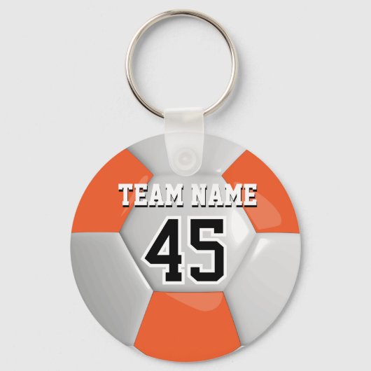 Voetbal Oranje en wit team Sleutelhanger (Voorkant)