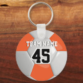 Voetbal Oranje en wit team Sleutelhanger (Voorkant)