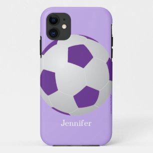 Voetbal, Paarse, persoonlijke naam iPhone 11 Hoesje