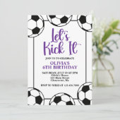 Voetbal Paarse Verjaardag Kaart (Staand voorkant)