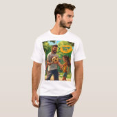 Voetbal Papa Digitale Kunst Print T-shirt (Voorkant volledig)