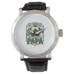 Voetbal Papa Vintage Gravure Shirt Ontwerp_1 Horloge