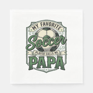 Voetbal Papa Vintage Gravure Shirt Ontwerp_1 Servet
