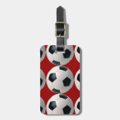 voetbal Patroon op rood Bagagelabel (Voorkant verticaal)