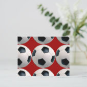Voetbal Patroon op rood Briefkaart (Staand voorkant)