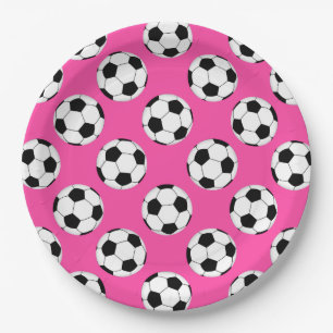 Voetbal Patroon roze Papieren Bordje