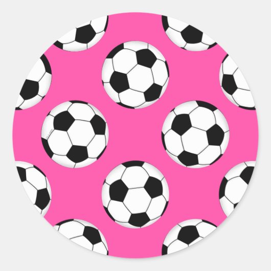 Voetbal Patroon roze Ronde Sticker (Voorkant)