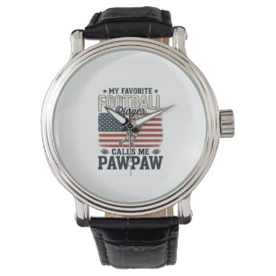 Voetbal Pawpaw Vintage Amerikaanse Vlag Shirt Ontw Horloge