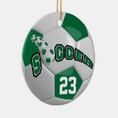⚽ Voetbal personaliseren | Donkergroen Keramisch Ornament (Rechts)