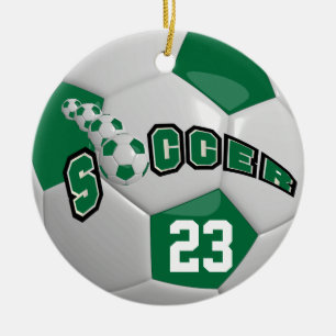 ⚽ Voetbal personaliseren Donkergroen Keramisch Ornament