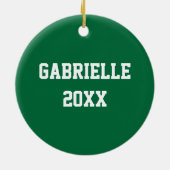 ⚽ Voetbal personaliseren | Donkergroen Keramisch Ornament (Achterkant)