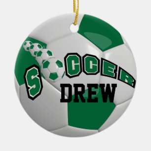 Voetbal personaliseren Donkergroen Keramisch Ornament