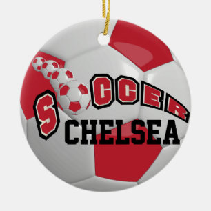 Voetbal personaliseren Donkerrood Keramisch Ornament