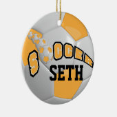 Voetbal personaliseren | Goud Keramisch Ornament (Rechts)