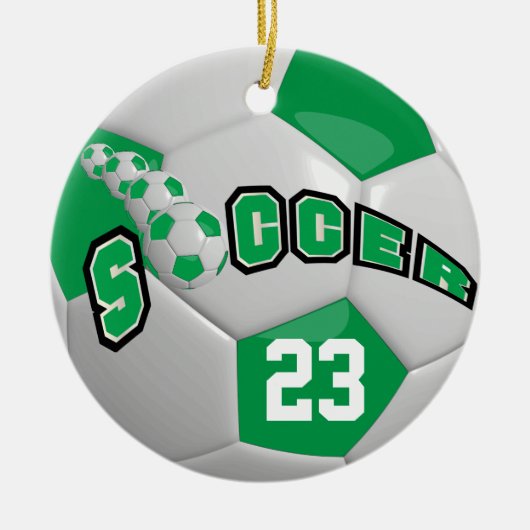 Voetbal personaliseren | Groen Keramisch Ornament (Voorkant)