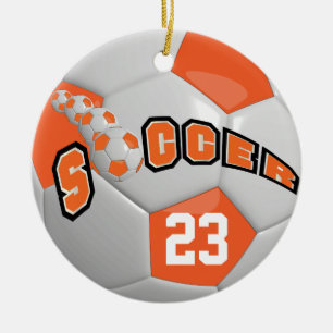 Voetbal personaliseren Sinaasappel Keramisch Ornament