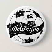 Voetbal Persoonlijke naam en nummer Ronde Button 7,6 Cm (Voorkant)