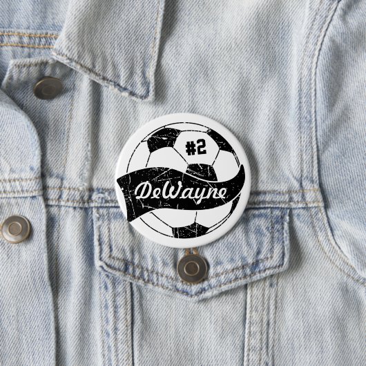 Voetbal Persoonlijke naam en nummer Ronde Button 7,6 Cm (In situ)