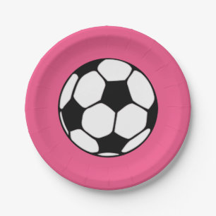 Voetbal Pink Meisjes Verjaardagsfeestje Papieren Bordje