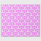 Voetbal Plaid Pattern in wit en roze Cadeaupapier (Vlak)