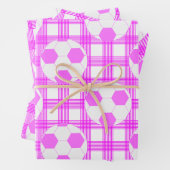 Voetbal Plaid Pattern in wit en roze Inpakpapier Vel (In situ)